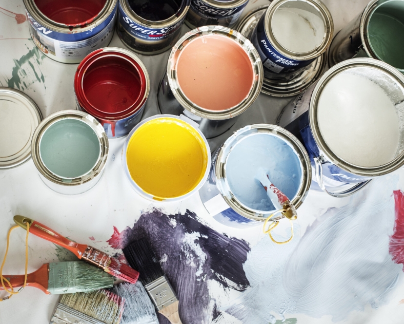 Closeup of house painting renovation